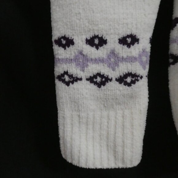 DENVER HAYES | small | Ivory Chenille Zip-Up Cardigan with Purple Pattern | NWOT - Picture 12 of 14